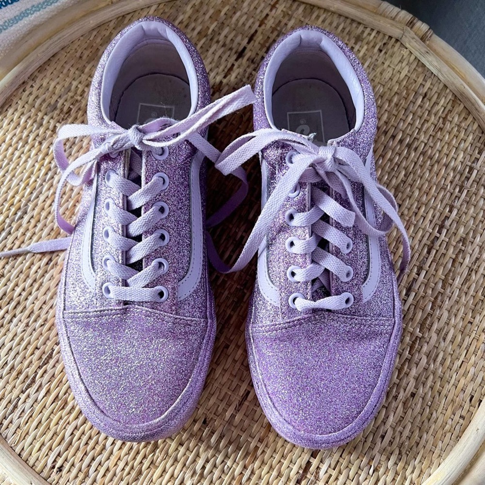 Vans Old Skool Lavender Glitter Low Top Sneakers Women’s 7 Men’s 5.5 - Picture 3 of 8